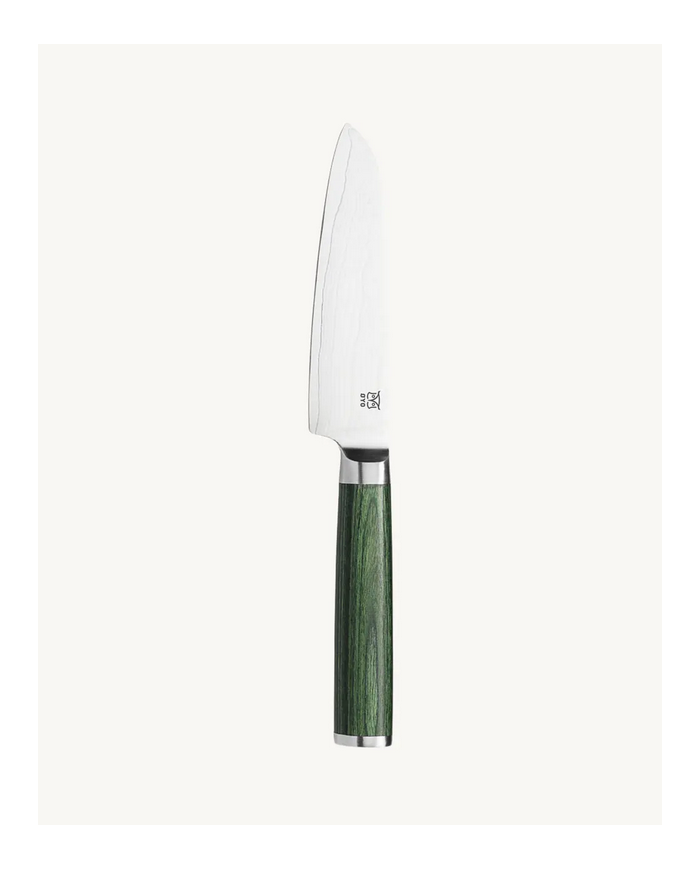 OYO SMARAGD DAMAŠKOVÝ SANTOKU NŮŽ NA ZELENINU
