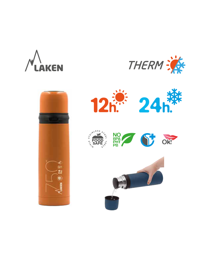 LAKEN THERMO NEREZOVÁ LÁHEV 500ML MODRÁ + NEOPRÉN