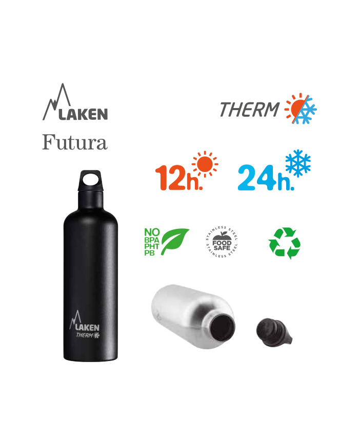 Laken FUTURA THERMO nerezová termo láhev 750ml černá